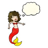 cartoon mermaid with thought bubble N16