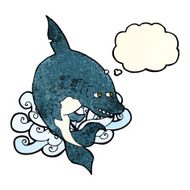 funny cartoon shark with thought bubble N12