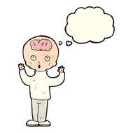 cartoon genius with thought bubble N4