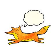 cartoon running fox with thought bubble N2
