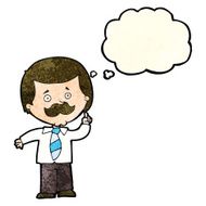cartoon newsreader man with idea thought bubble N3