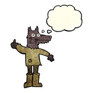 cartoon wolf man with thought bubble N12