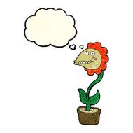 cartoon monster plant with thought bubble N4
