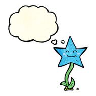 cartoon star flower with thought bubble N4