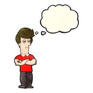 cartoon man with folded arms thought bubble N7