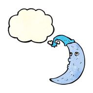 sleepy moon cartoon with thought bubble N3