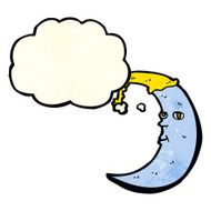 sleepy moon cartoon with thought bubble N4