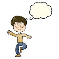cartoon dancing man with thought bubble N5