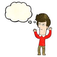 cartoon shocked man with thought bubble N32