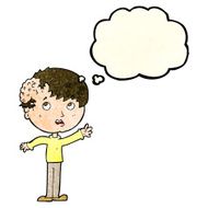 cartoon boy with growth on head thought bubble N10