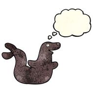 cartoon seal with thought bubble N4