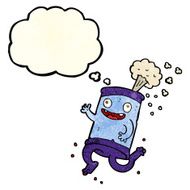 cartoon crazy soda can with thought bubble N4