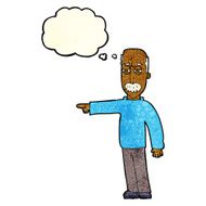 cartoon old man gesturing Get Out! with thought bubble N4