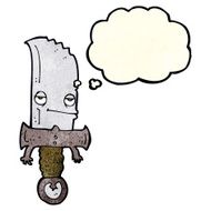 knife cartoon character with thought bubble N2
