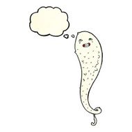 cartoon spooky ghost with thought bubble N11