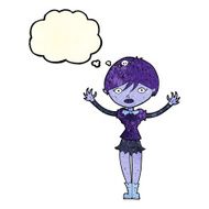 cartoon vampire girl with thought bubble N66