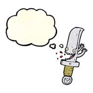 crazy knife cartoon character with thought bubble N4