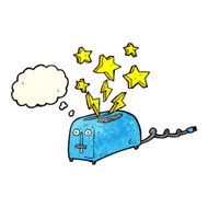 cartoon sparking toaster with thought bubble N2