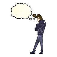 cartoon cool guy with thought bubble N2