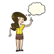 cartoon pretty woman with idea thought bubble N22