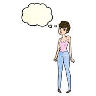 cartoon pretty woman with thought bubble N76