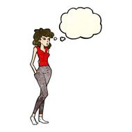 cartoon pretty woman with thought bubble N77