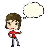 cartoon pointing woman with thought bubble N9