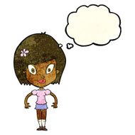 cartoon pretty woman with thought bubble N78