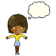 cartoon excited woman with thought bubble N40