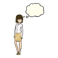 cartoon pretty businesswoman with thought bubble N3