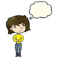 cartoon friendly woman with thought bubble N23