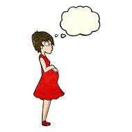 cartoon pregnant woman with thought bubble N5