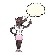 cartoon werewolf woman with idea thought bubble N2