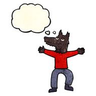 cartoon wolf man with thought bubble N13
