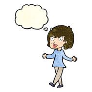 cartoon woman with open arms thought bubble N31