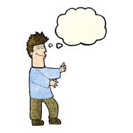 cartoon happy man with thought bubble N130