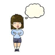 cartoon shocked woman with thought bubble N31