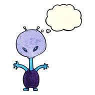 cartoon space alien with thought bubble N8
