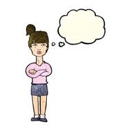 Cartoon Annoyed Woman With Thought Bubble N53