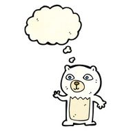 cartoon waving polar bear cub with thought bubble N14