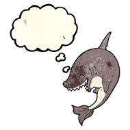 cartoon shark with thought bubble N11