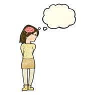 cartoon brainy woman with thought bubble N4