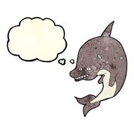 cartoon shark with thought bubble N12