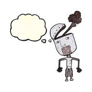 cartoon funny robot with thought bubble N23