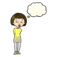 cartoon surprised woman with thought bubble N74