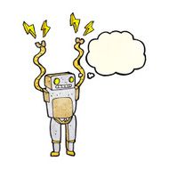 cartoon funny robot with thought bubble N24