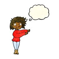cartoon dancing woman with thought bubble N16