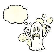 cartoon spooky ghost with thought bubble N13