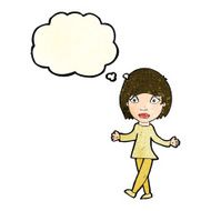 cartoon surprised woman with thought bubble N75
