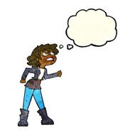 cartoon angry biker girl with thought bubble N4